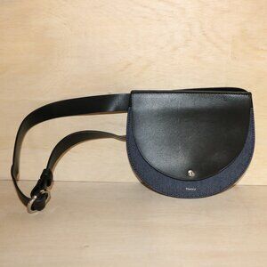 Theory Post Saddle Belt Bag Faux Leather and Denim